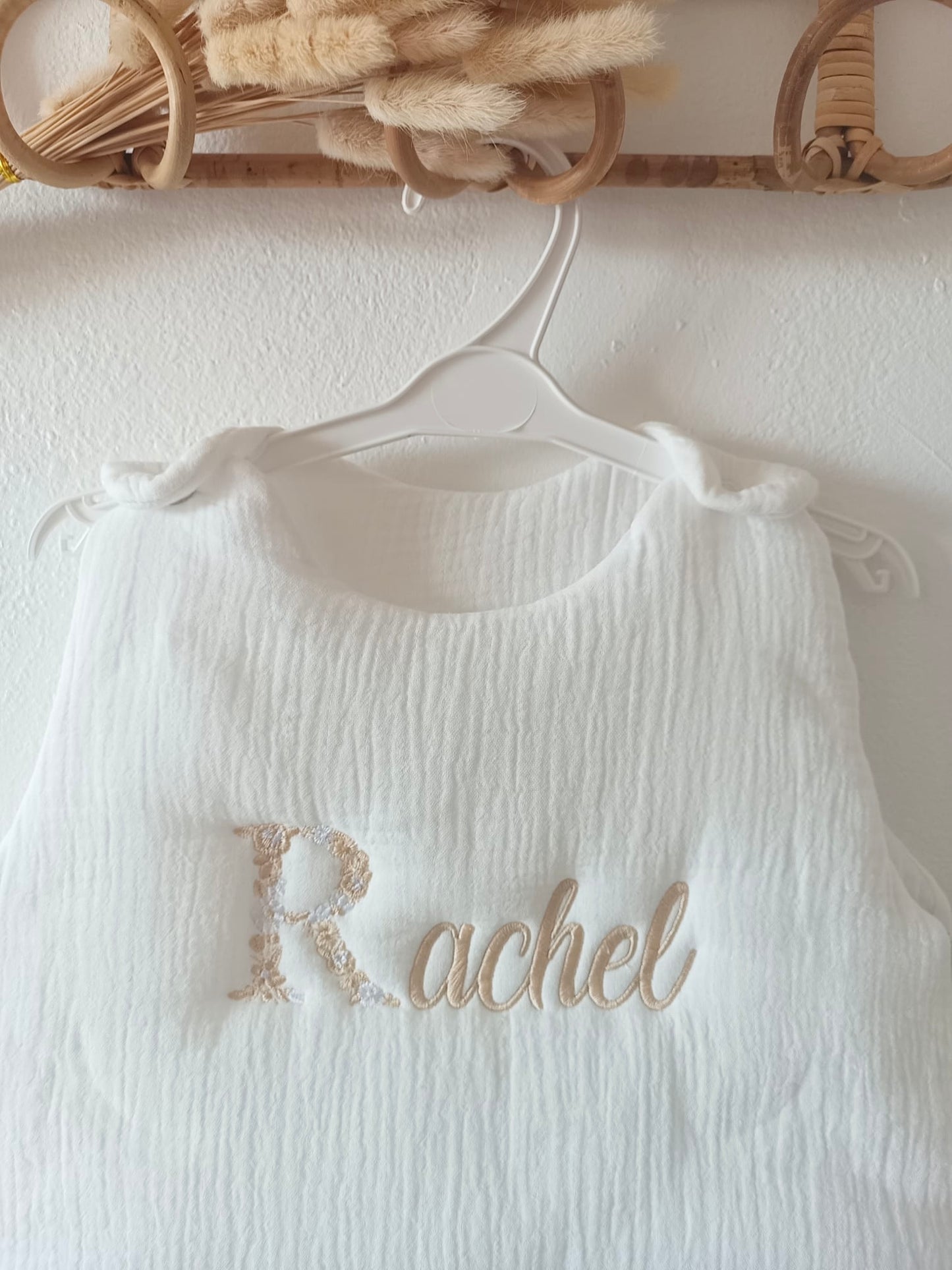 Gigoteuse molletonée en gaze de coton blanc