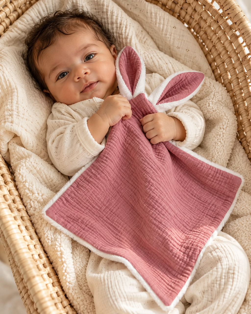 Doudou lange personnalisé bébé en gaze de coton