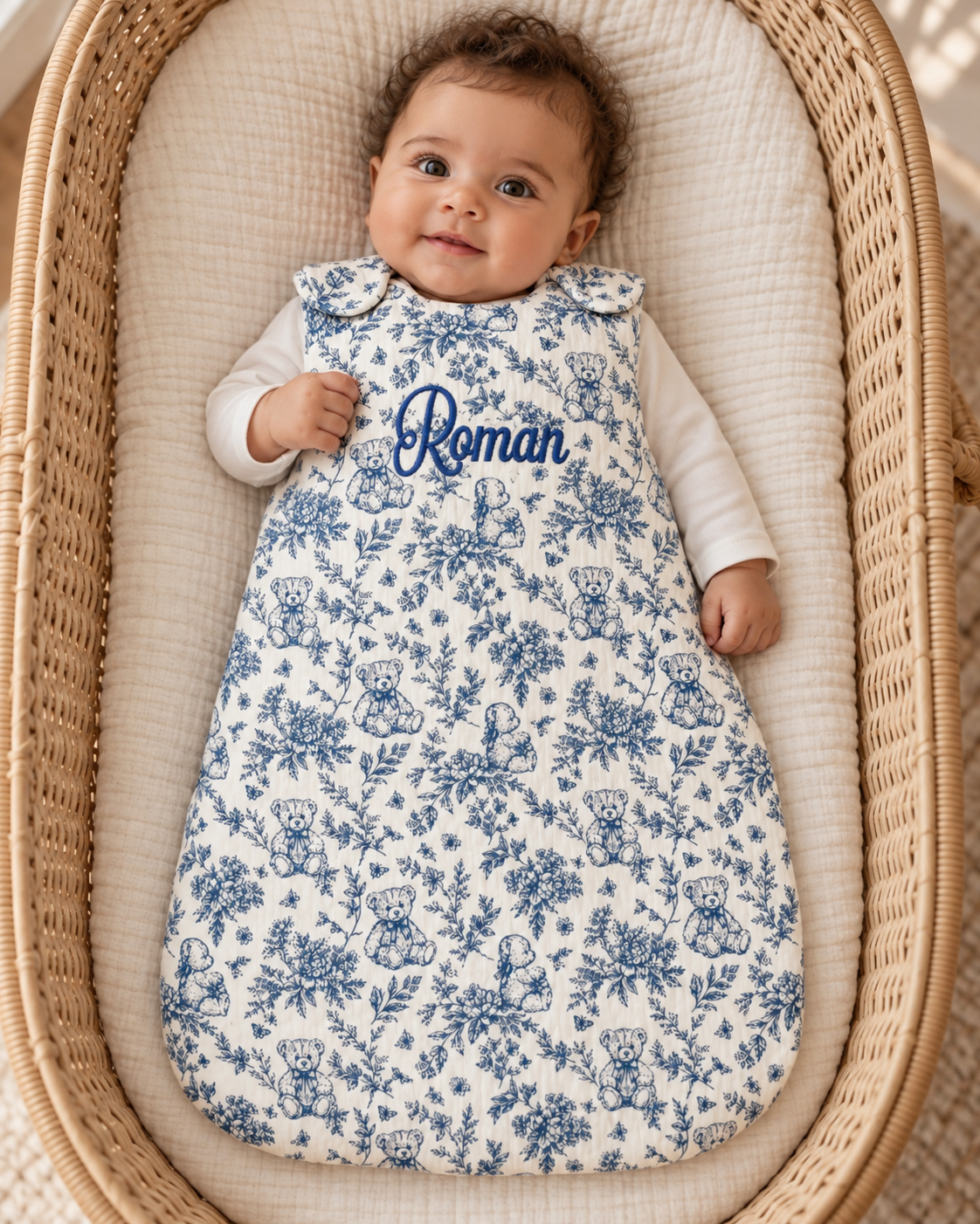 Gigoteuse personnalisée bébé en gaze de coton – Rêve d’Ourson