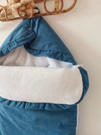 Nid d'ange en velours et polaire bleu marine