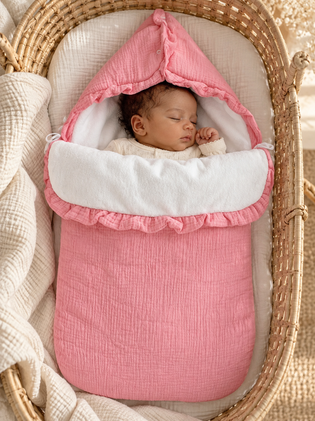 Nid d’ange personnalisé bébé en gaze de coton