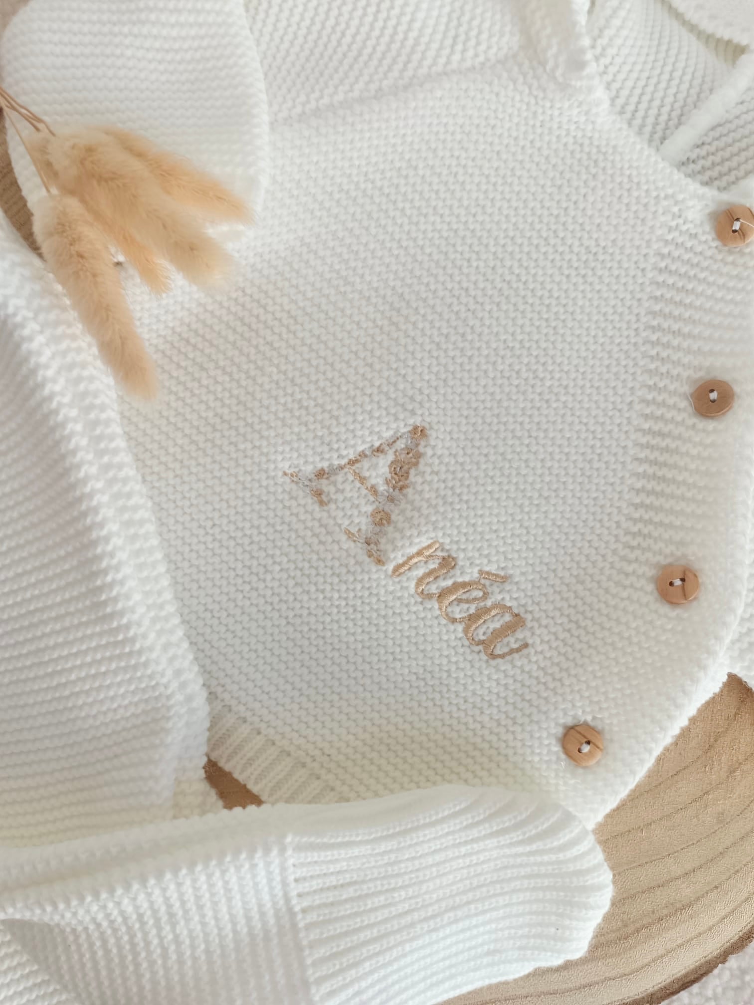 Tenue naissance blanc 0/3 mois - avec oreilles de lapin - personnalisable -