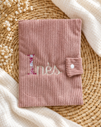 Beige velvet health record cover - customizable -