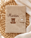 Beige velvet health record cover - customizable -