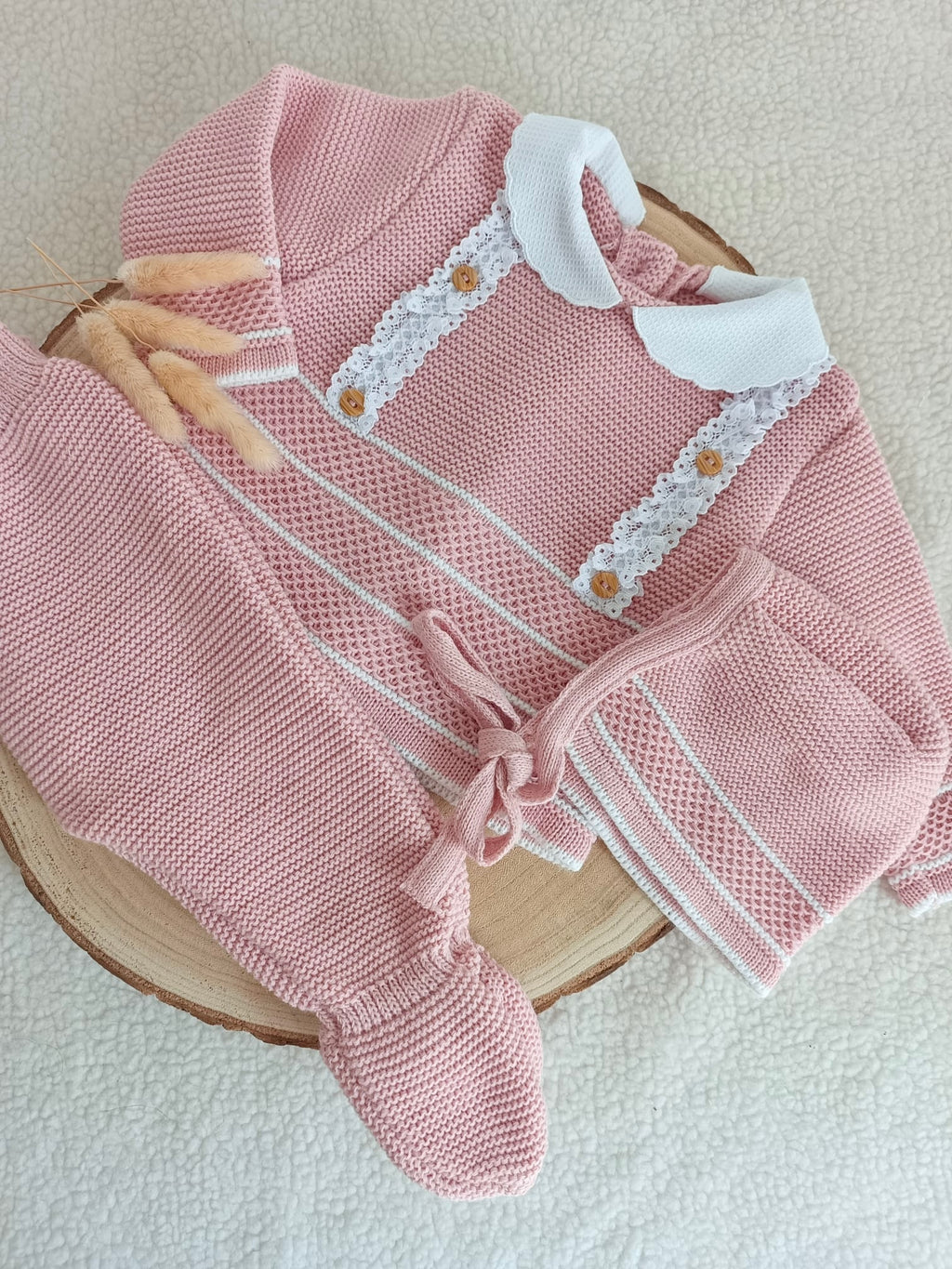 Ensemble complet vieux rose avec détails - plusieurs tailles - personnalisable -