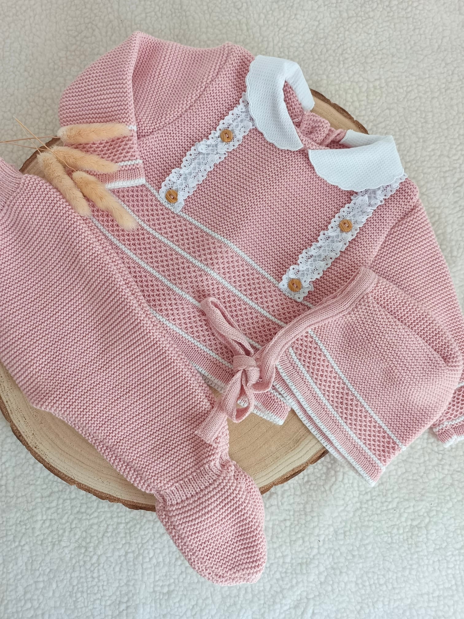 Ensemble complet vieux rose avec détails - plusieurs tailles - personnalisable -