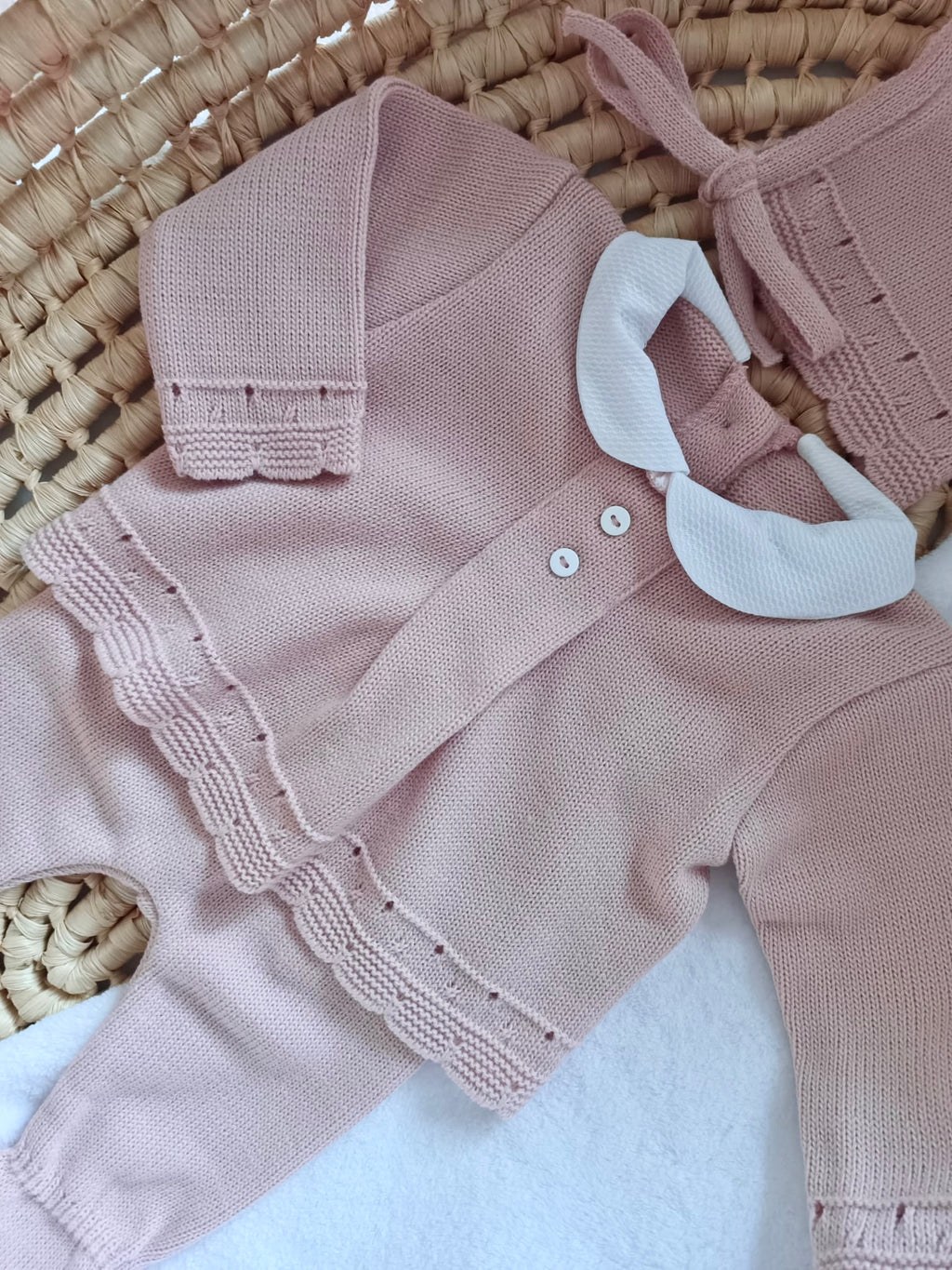 Ensemble complet naissance vieux rose 0/3 mois