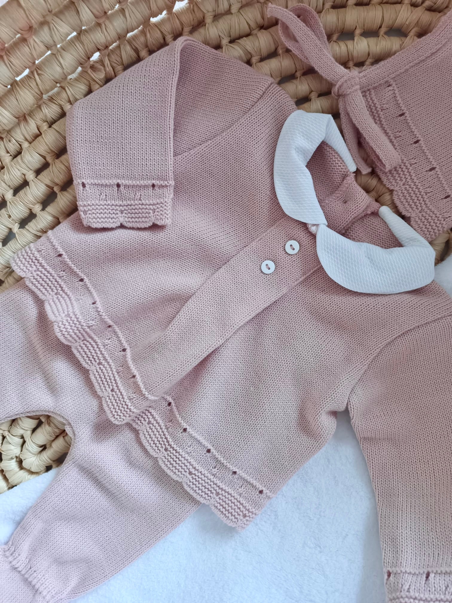 Ensemble complet naissance vieux rose 0/3 mois