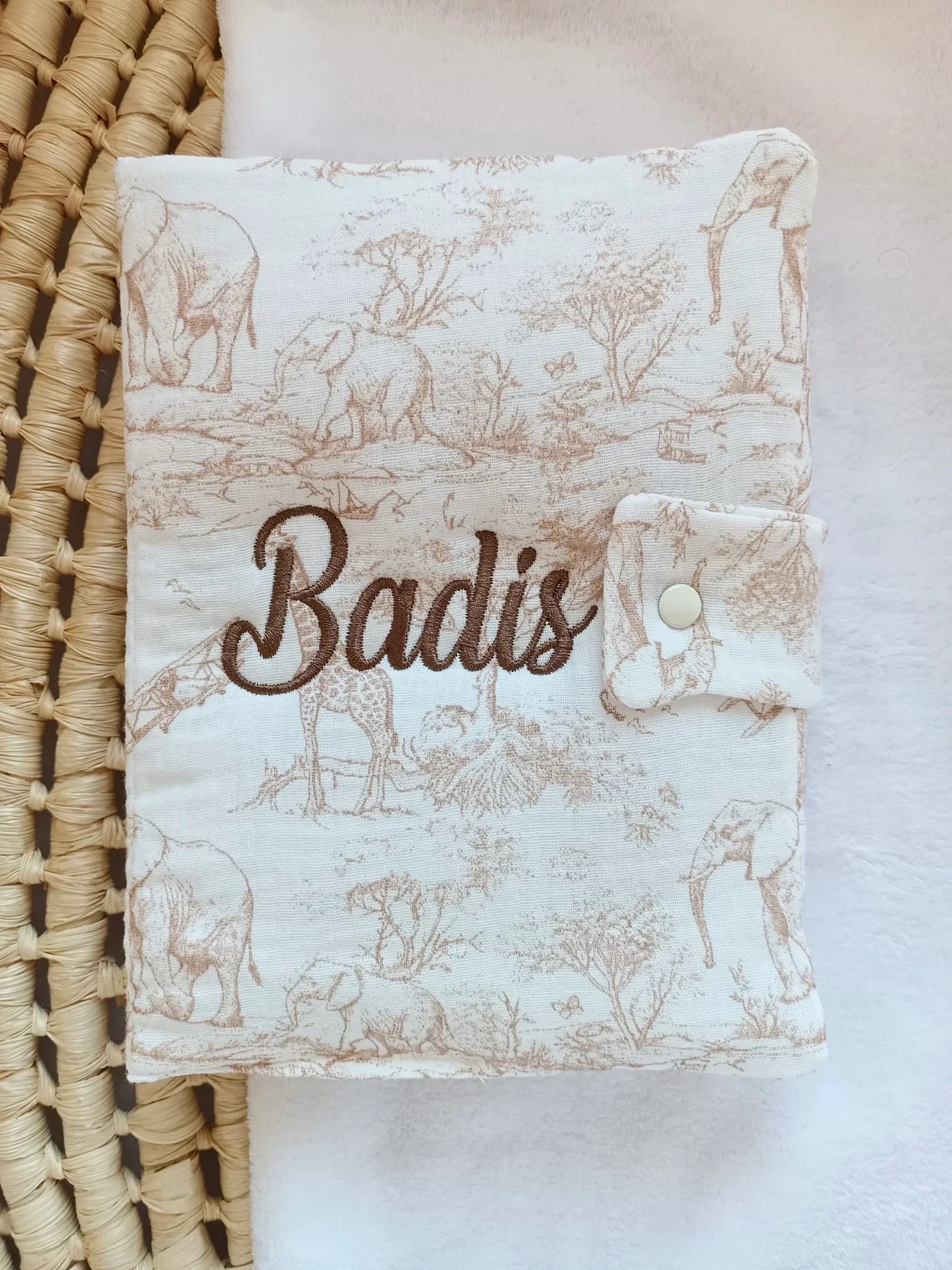 Protège carnet de santé bébé personnalisé – Safari