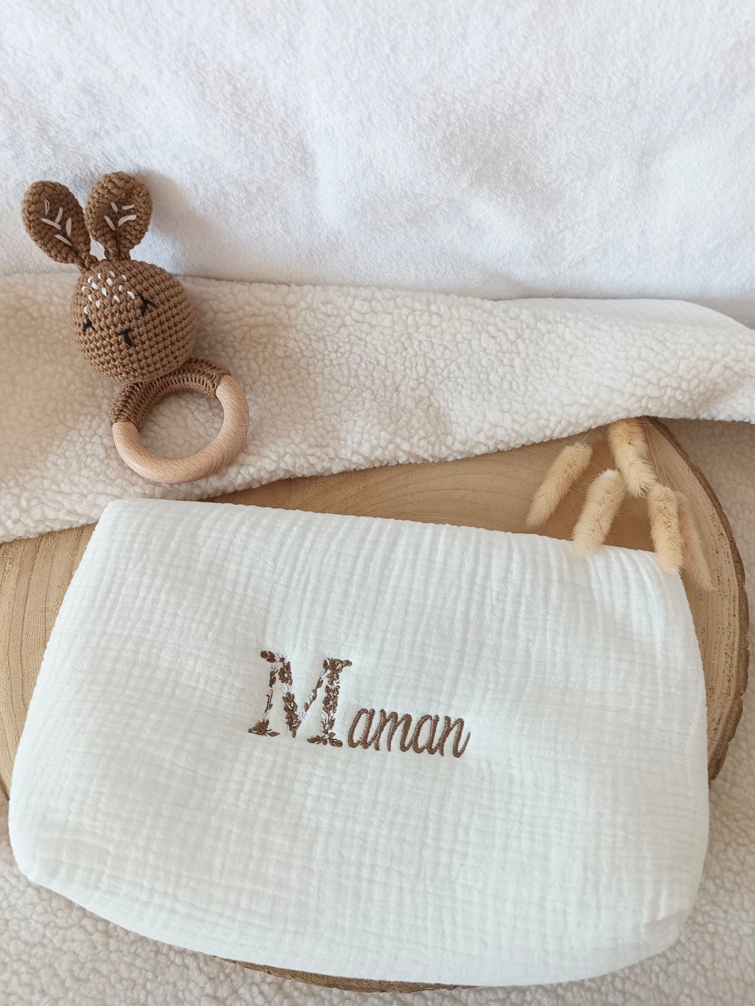 Trousse en gaze de coton blanc - personnalisable -