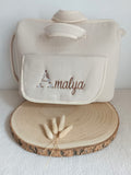 Sac à langer en gaze de coton beige - personnalisable -