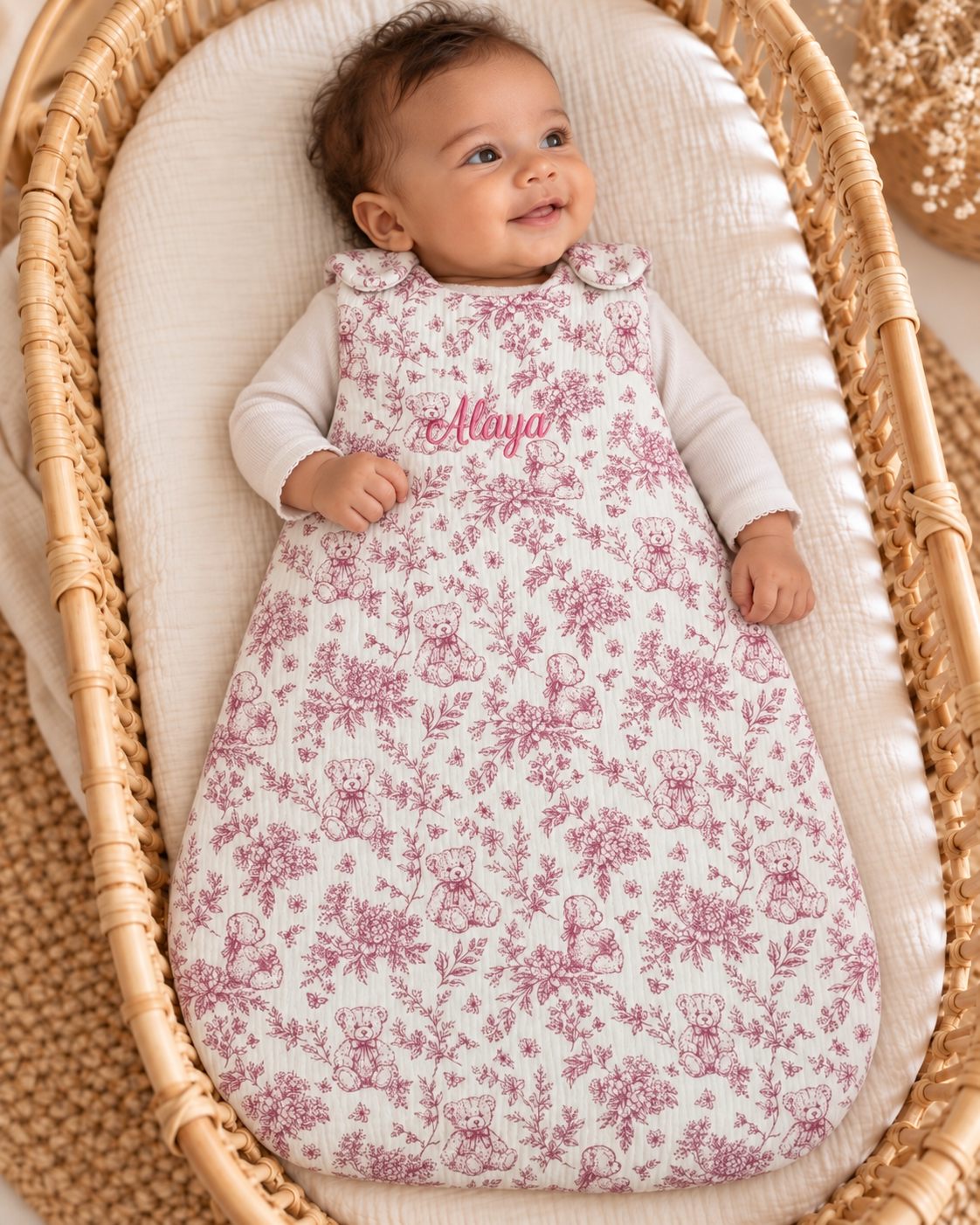 Gigoteuse personnalisée bébé en gaze de coton – Rêve d’Ourson