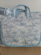 Sac à langer en gaze de coton safari tons bleuté - personnalisable -