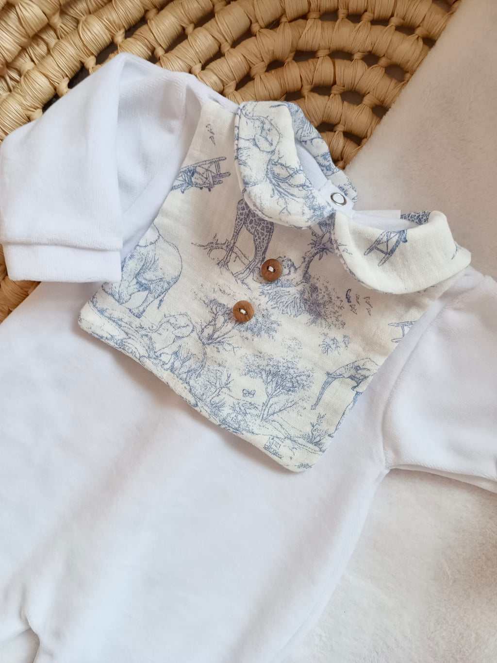 Dors bien velours blanc safari tons bleuté