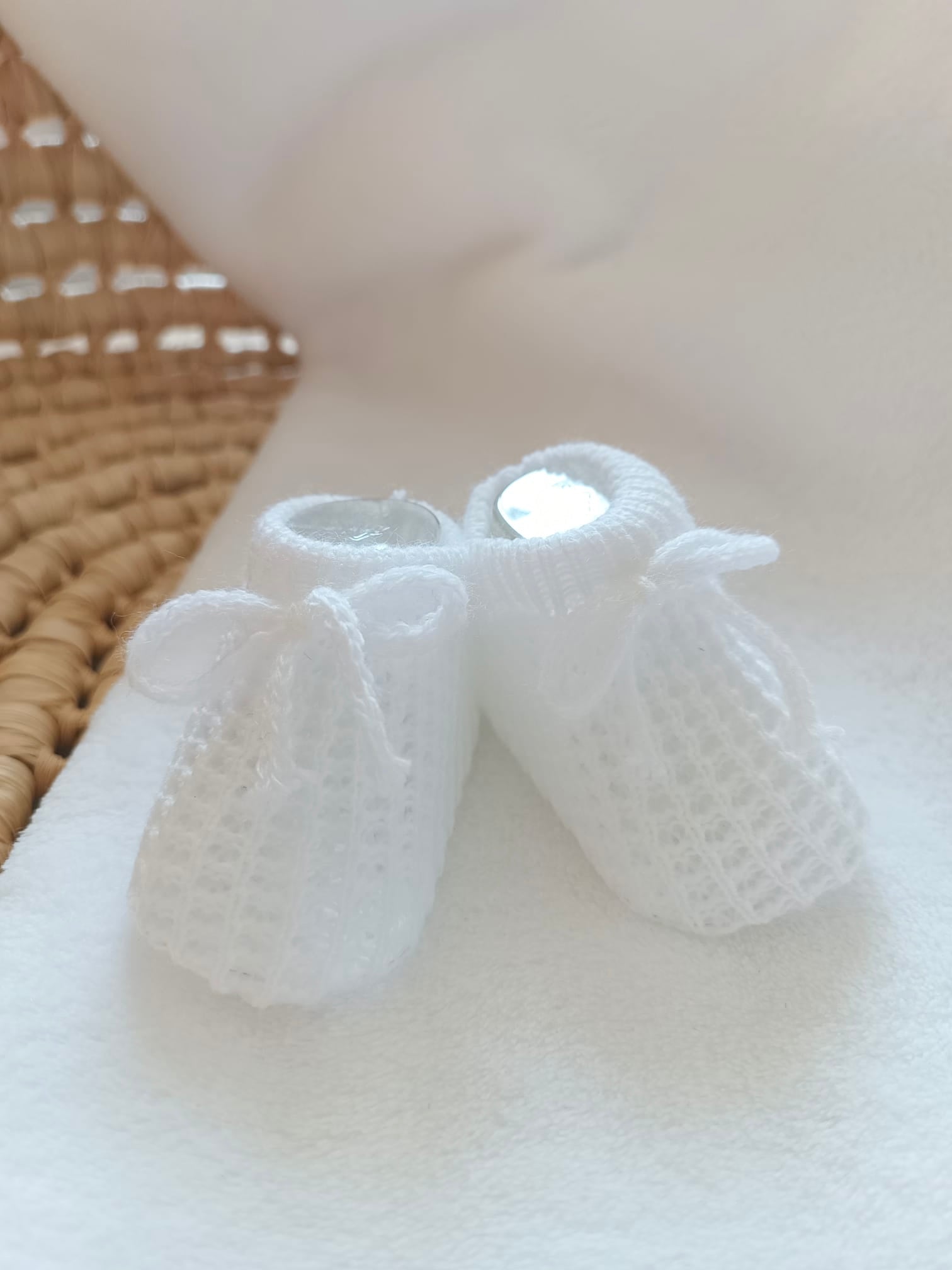 Chausson maille ajourée - blanc
