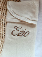 Couverture en maille beige - personnalisable -