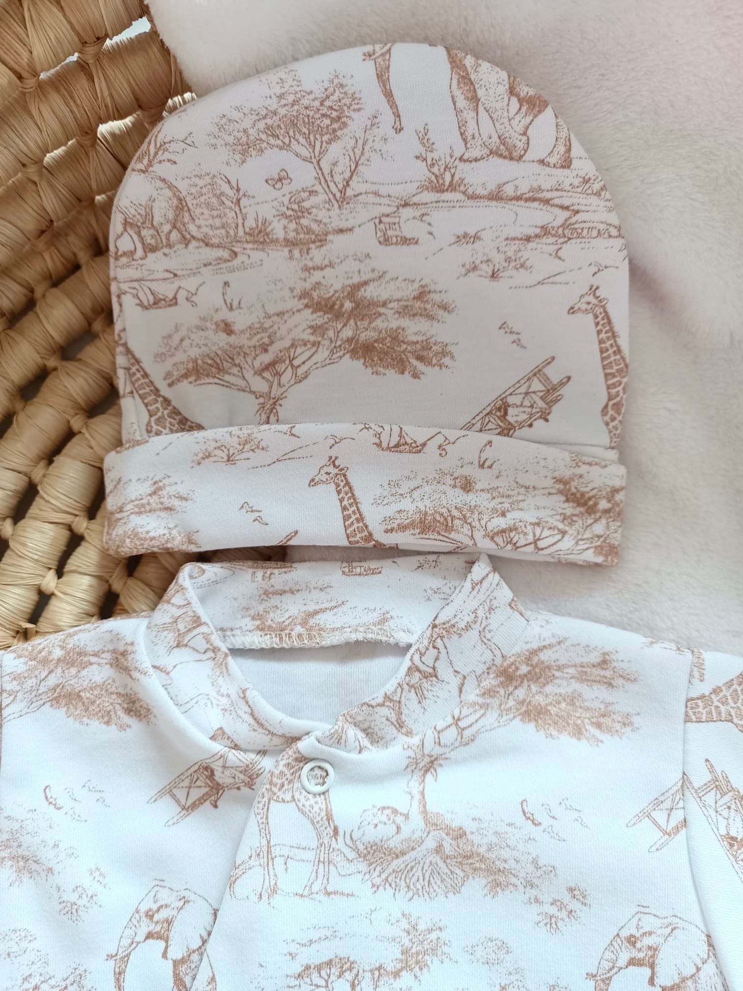 Pyjama bébé 100% coton 3 pièces personnalisé – Safari