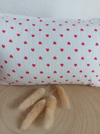 Trousse en gaze de coton cœurs rouge- personnalisable -