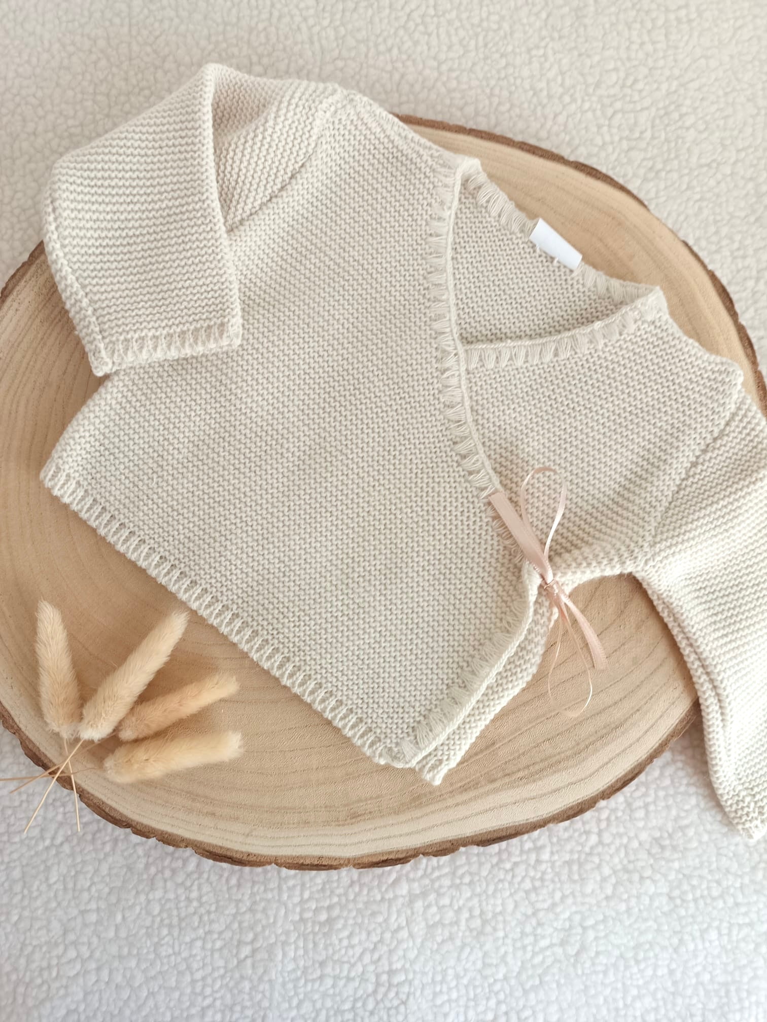 Brassières avec noeud satiné beige - personnalisable