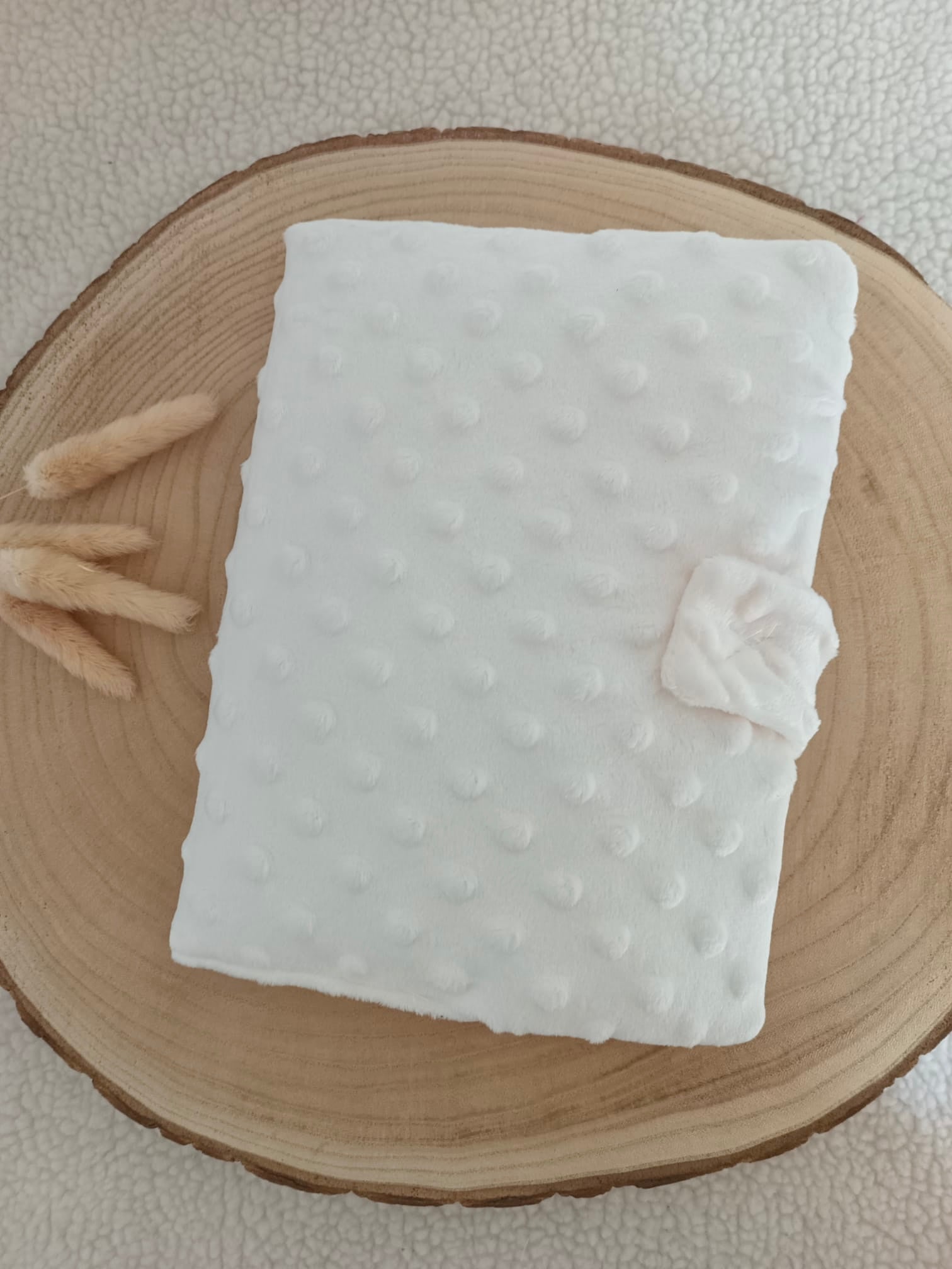 Protège carnet de santé minky crème- personnalisable -