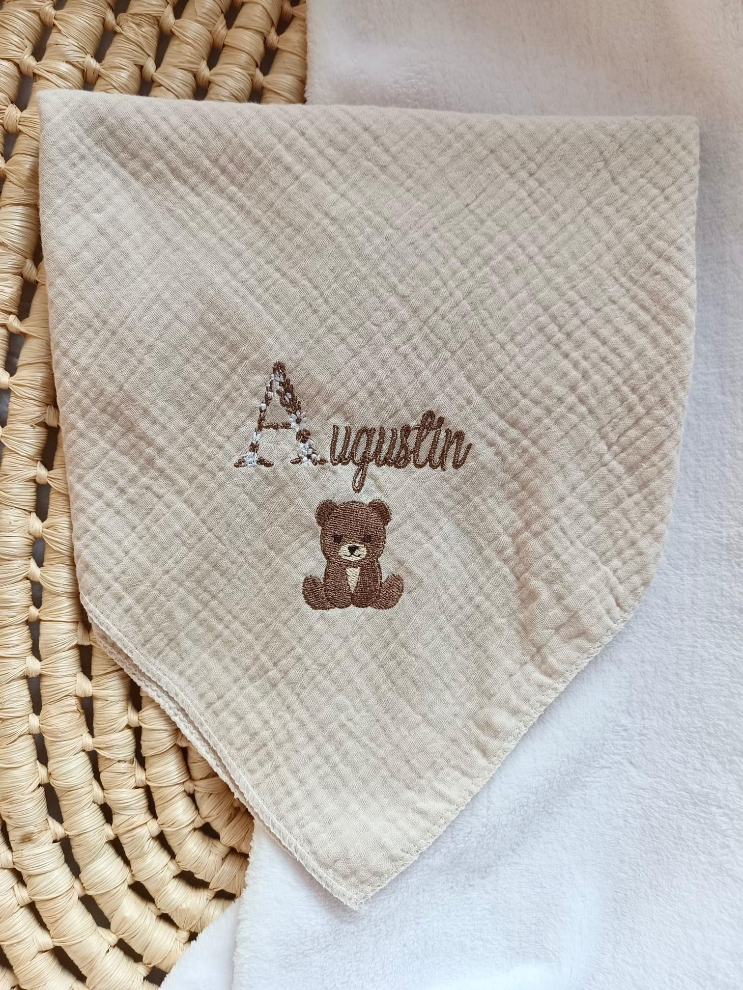 Lange personnalisé bébé en gaze de coton