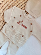 Ensemble naissance en maille personnalisé - Petit cocon