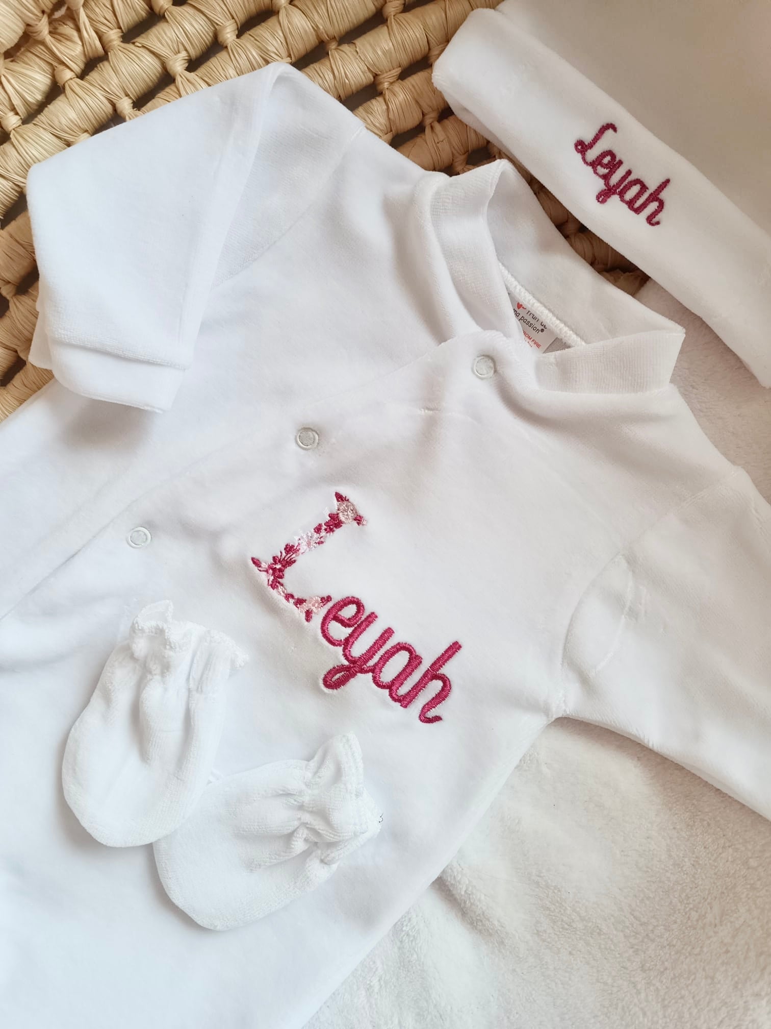 Dors bien velours blanc, 3 pièces