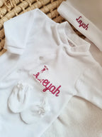 Personalized velvet sleepsuit – 3-piece baby set