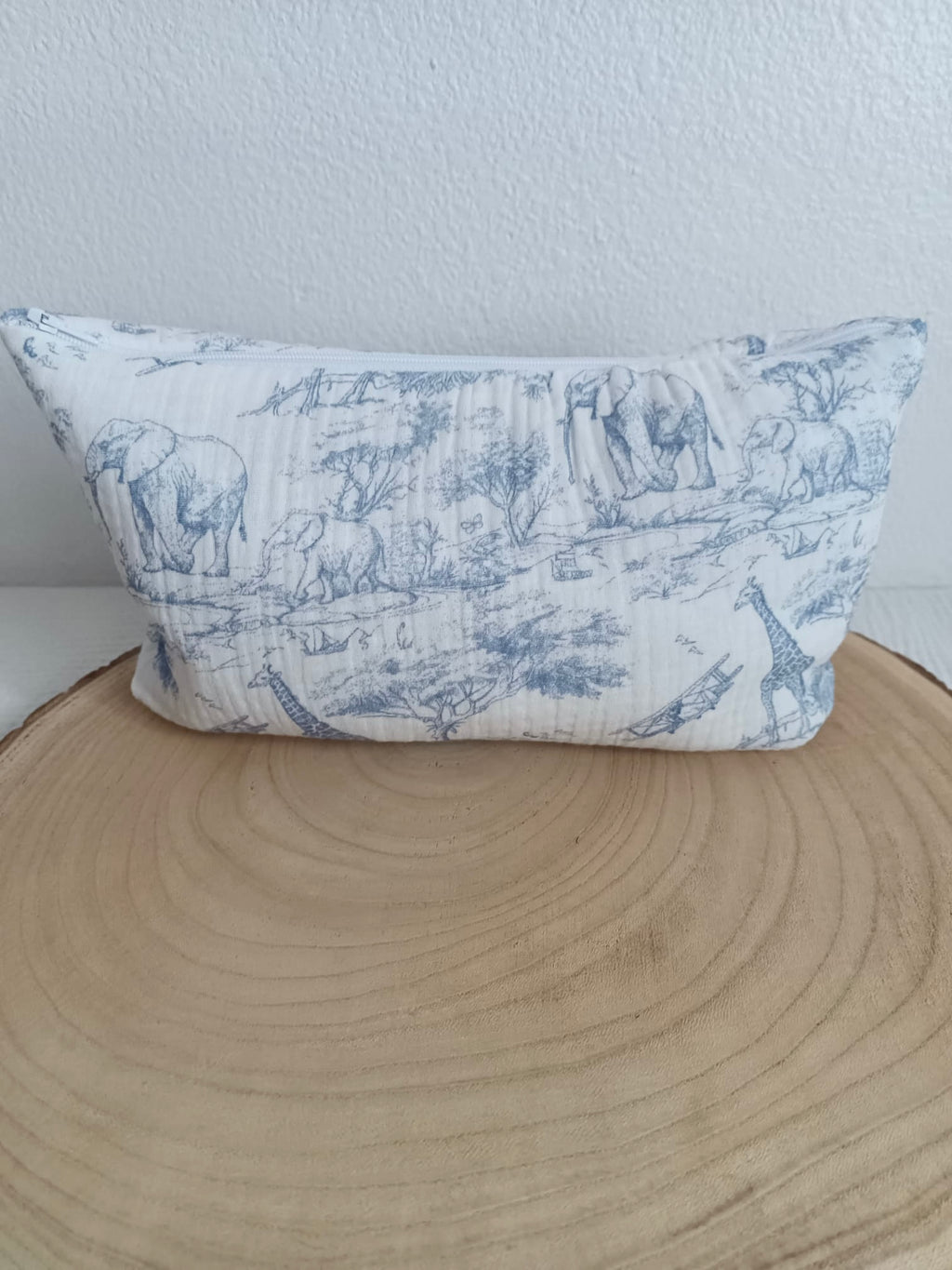 Trousse en gaze de coton safari tons bleuté - personnalisable -