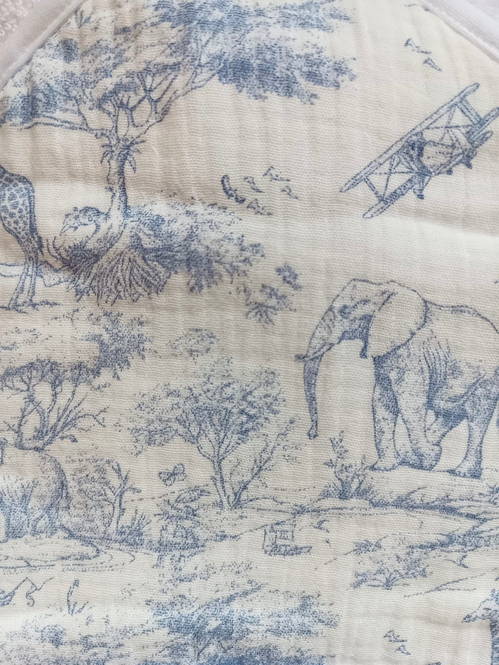 Cape de bain en gaze de coton safari bleuté- personnalisable -