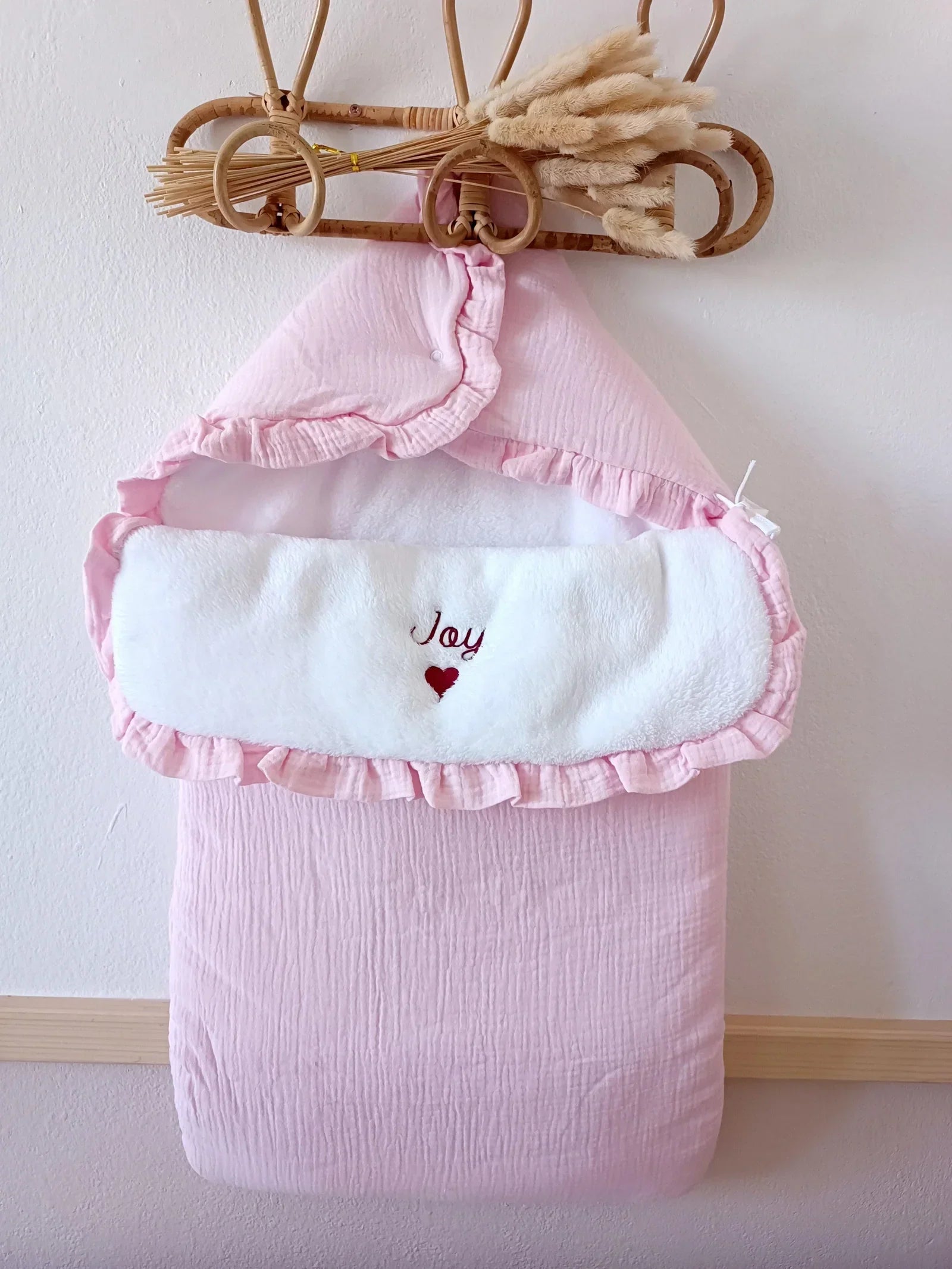 Nid d’ange personnalisé bébé en gaze de coton