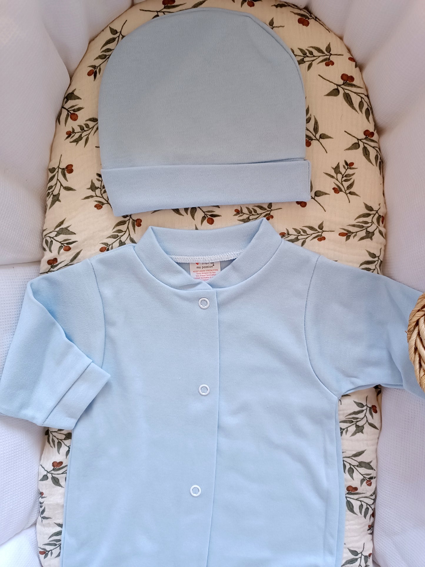 Ensemble pyjama naissance 0/3 mois 100% coton 5 pièces bleu ciel