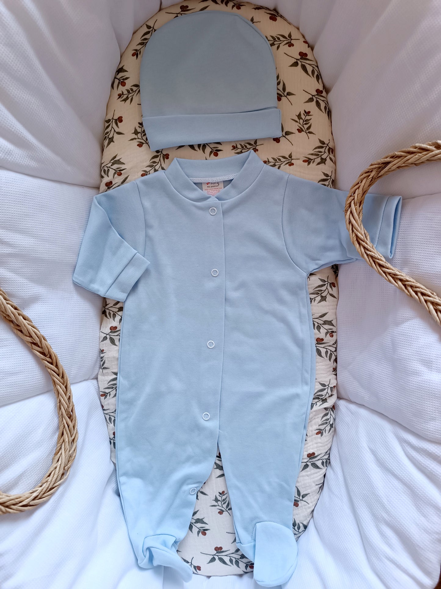 Ensemble pyjama naissance 0/3 mois 100% coton 5 pièces bleu ciel