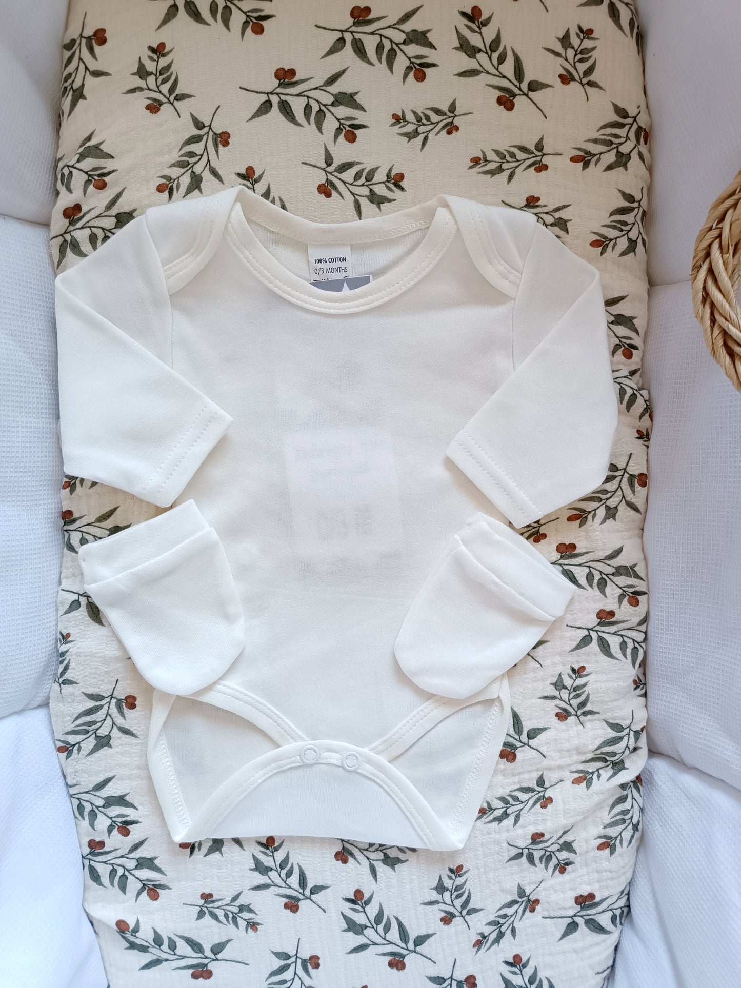 Ensemble pyjama naissance 0/3 mois 100% coton 5 pièces crème