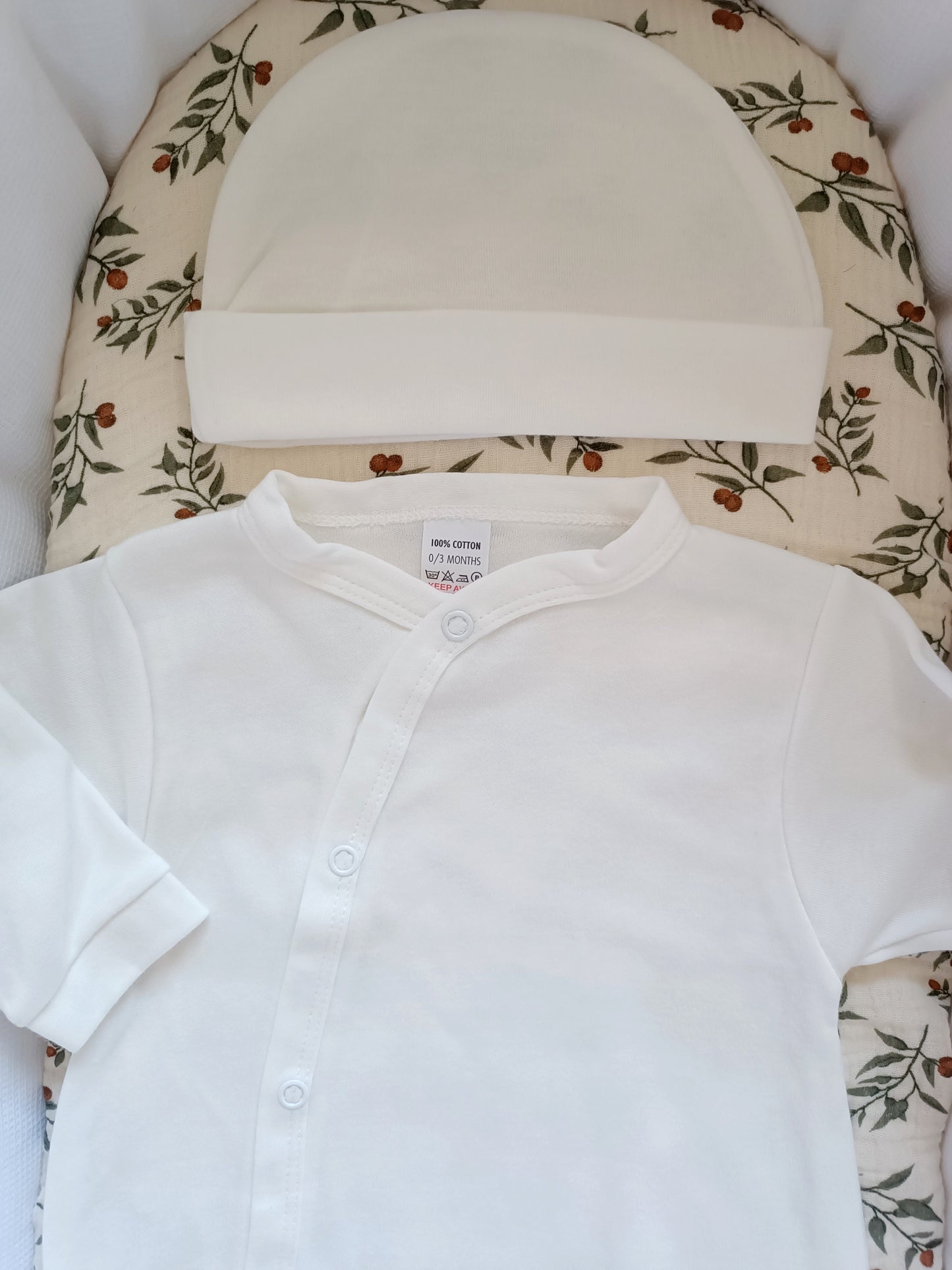 Ensemble pyjama naissance 0/3 mois 100% coton 5 pièces crème