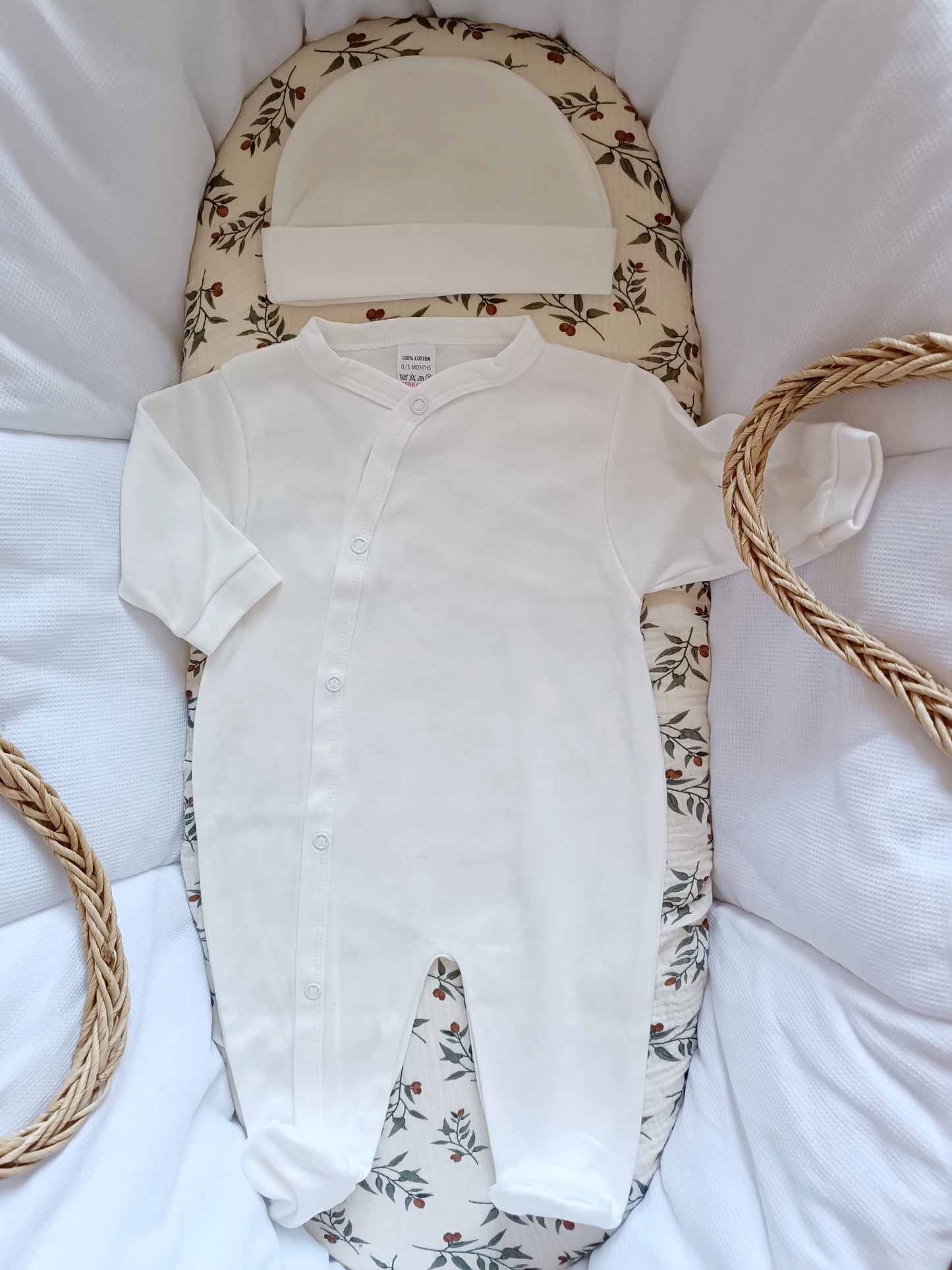 Ensemble pyjama naissance 0/3 mois 100% coton 5 pièces crème