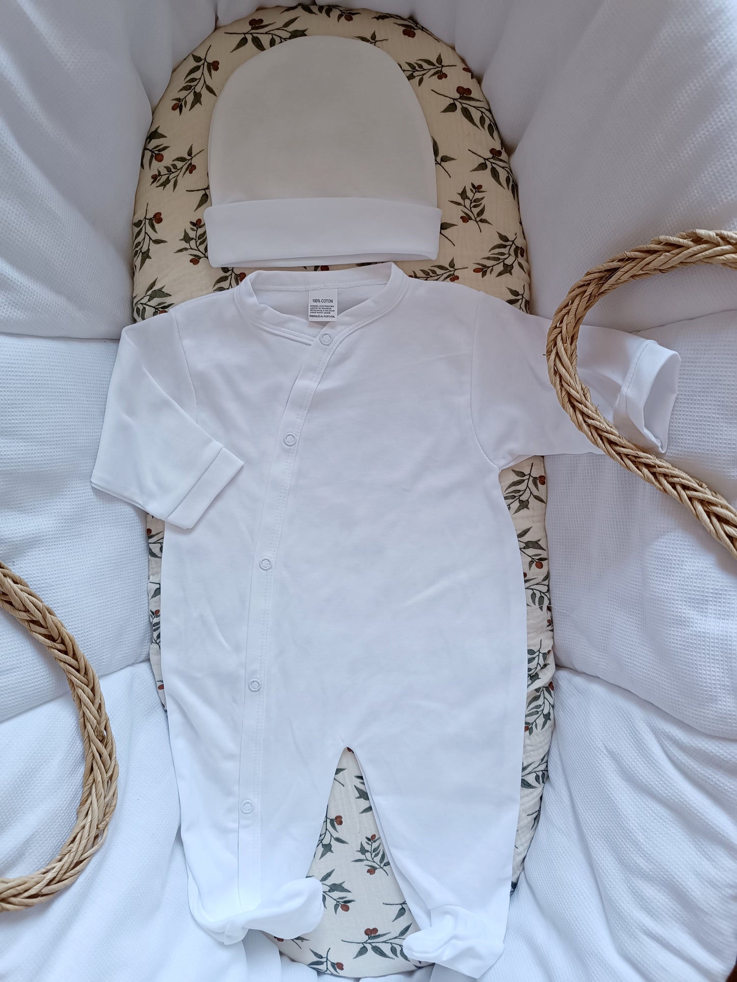 Ensemble pyjama naissance 0/3 mois 100% coton 5 pièces blanc