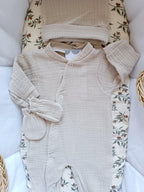 Dors bien gaze de coton beige, 3 pièces