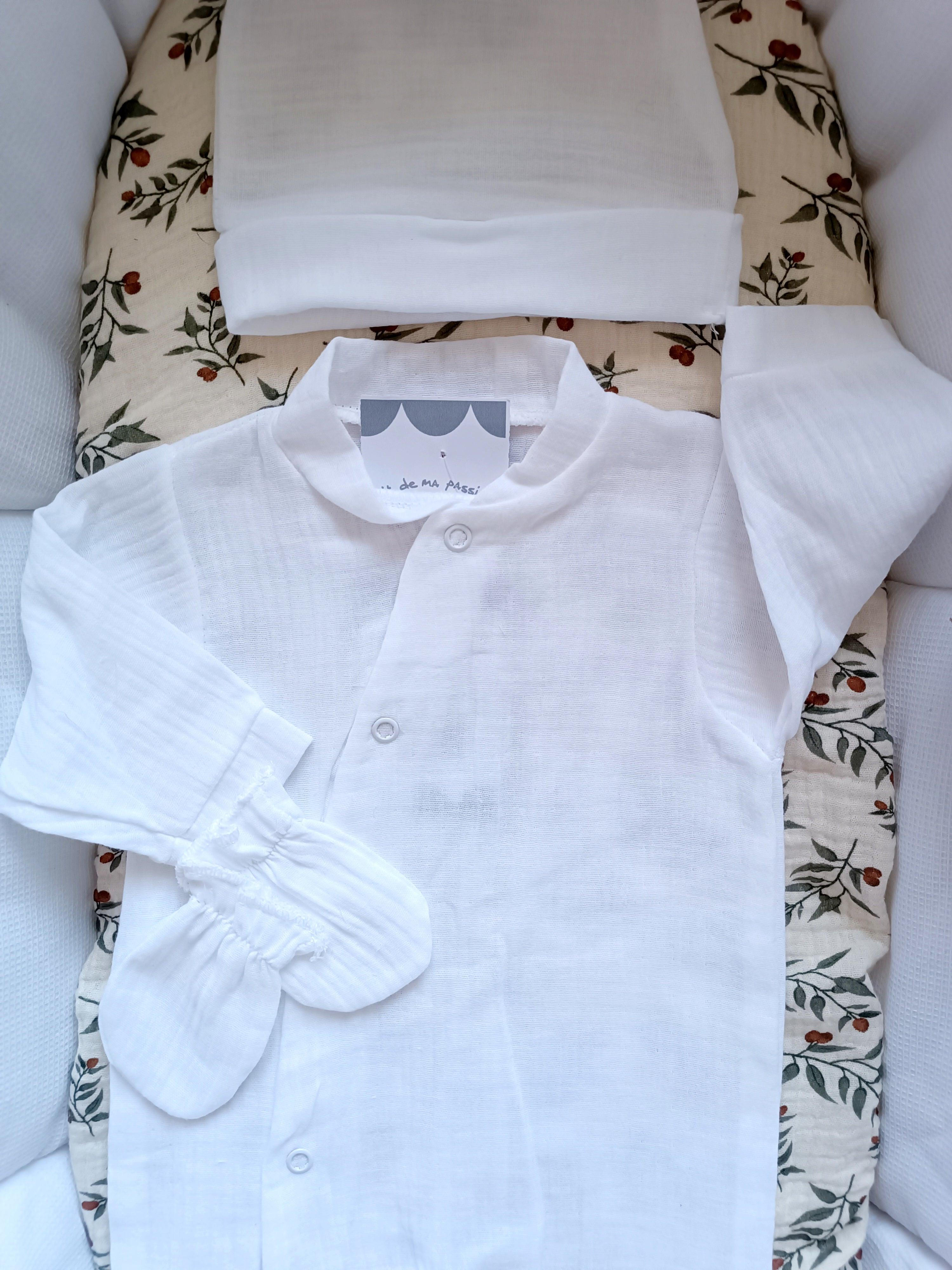 Dors bien gaze de coton blanc, 3 pièces