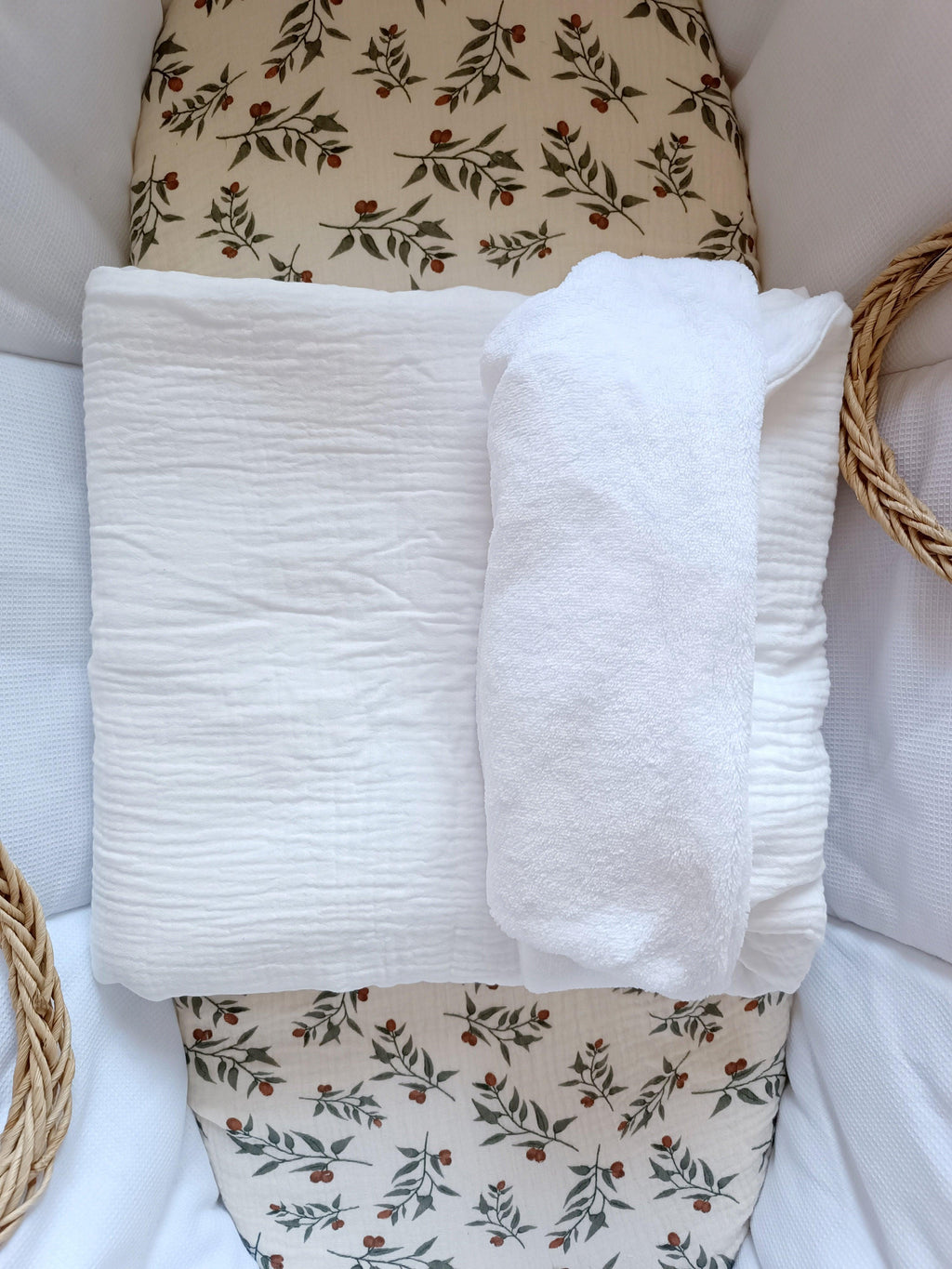 Couverture en gaze de coton et polaire blanc - personnalisable -