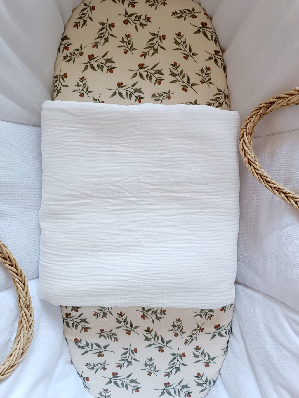 Couverture en gaze de coton et polaire blanc - personnalisable -