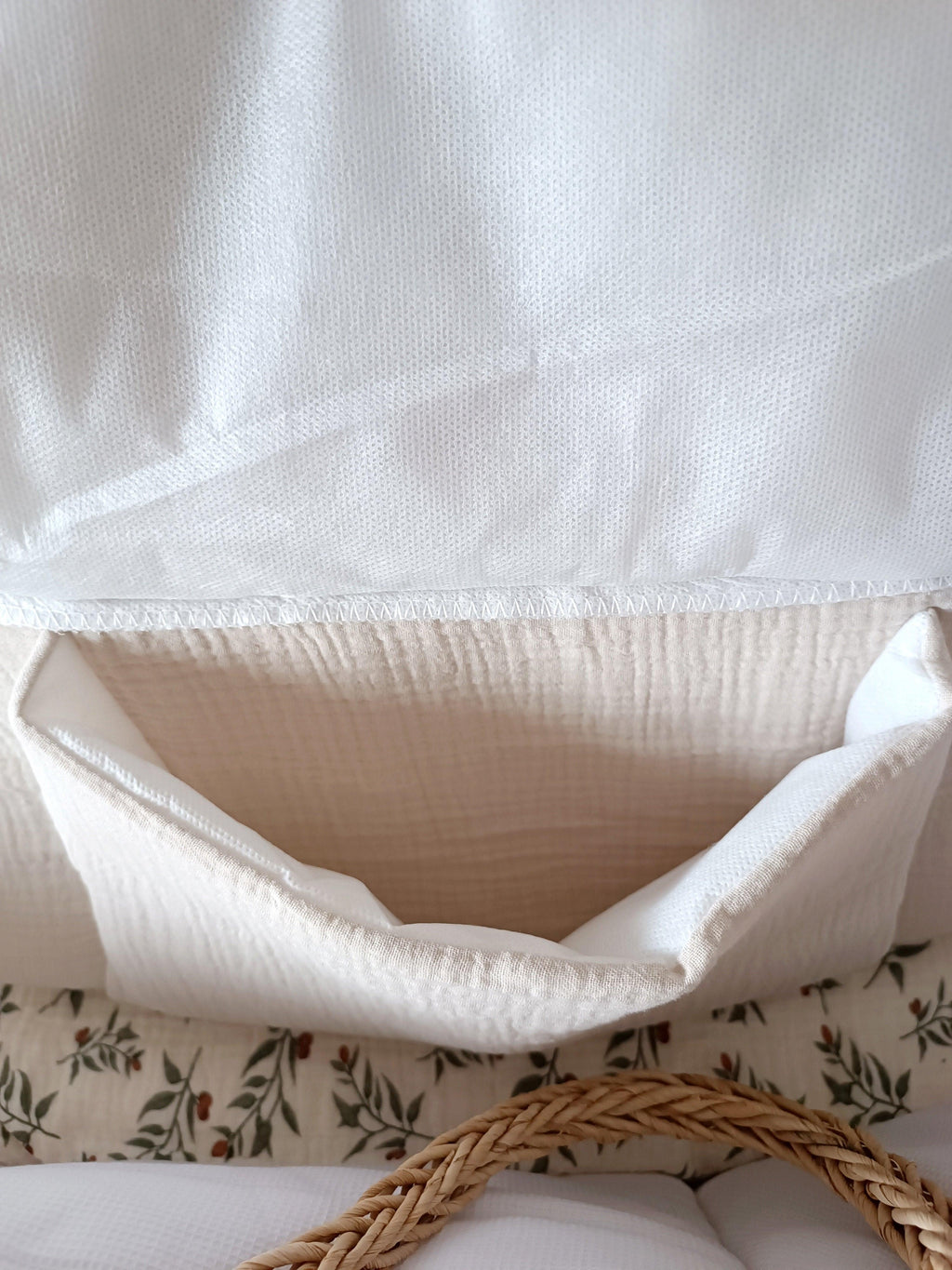 Sac à langer en gaze de coton beige - personnalisable -