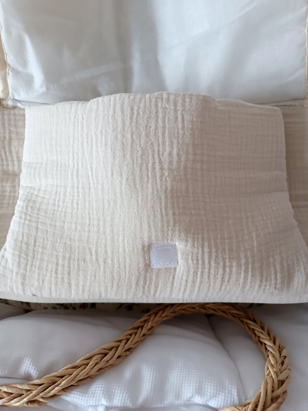 Sac à langer en gaze de coton beige - personnalisable -