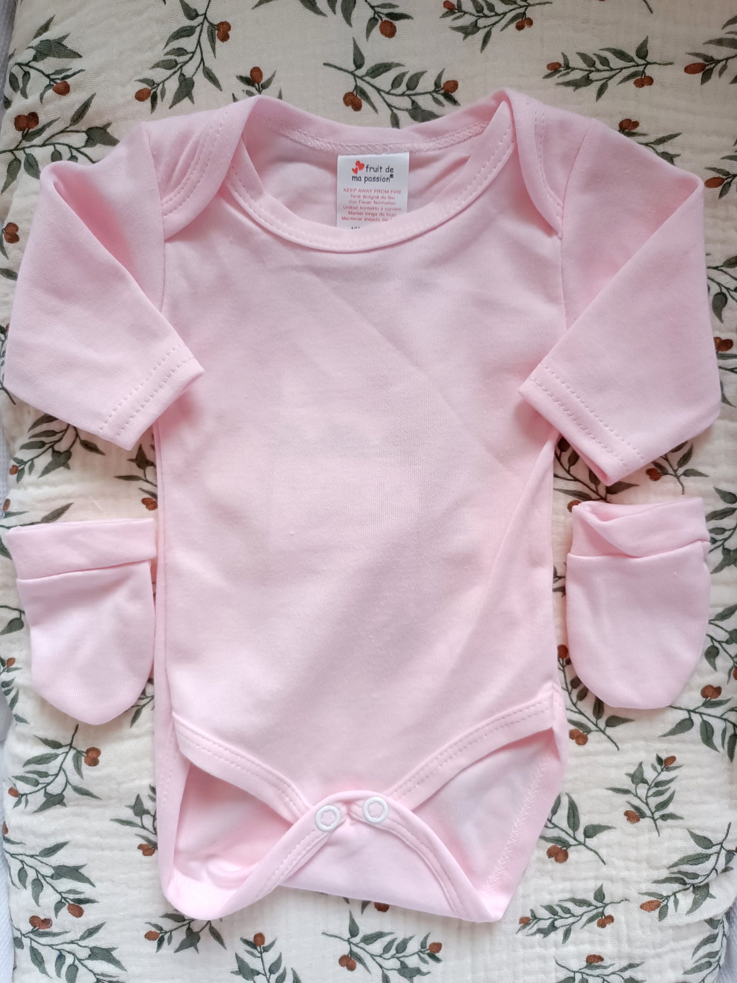 Ensemble pyjama velours naissance 0/3 mois 100% coton 5 pièces rose