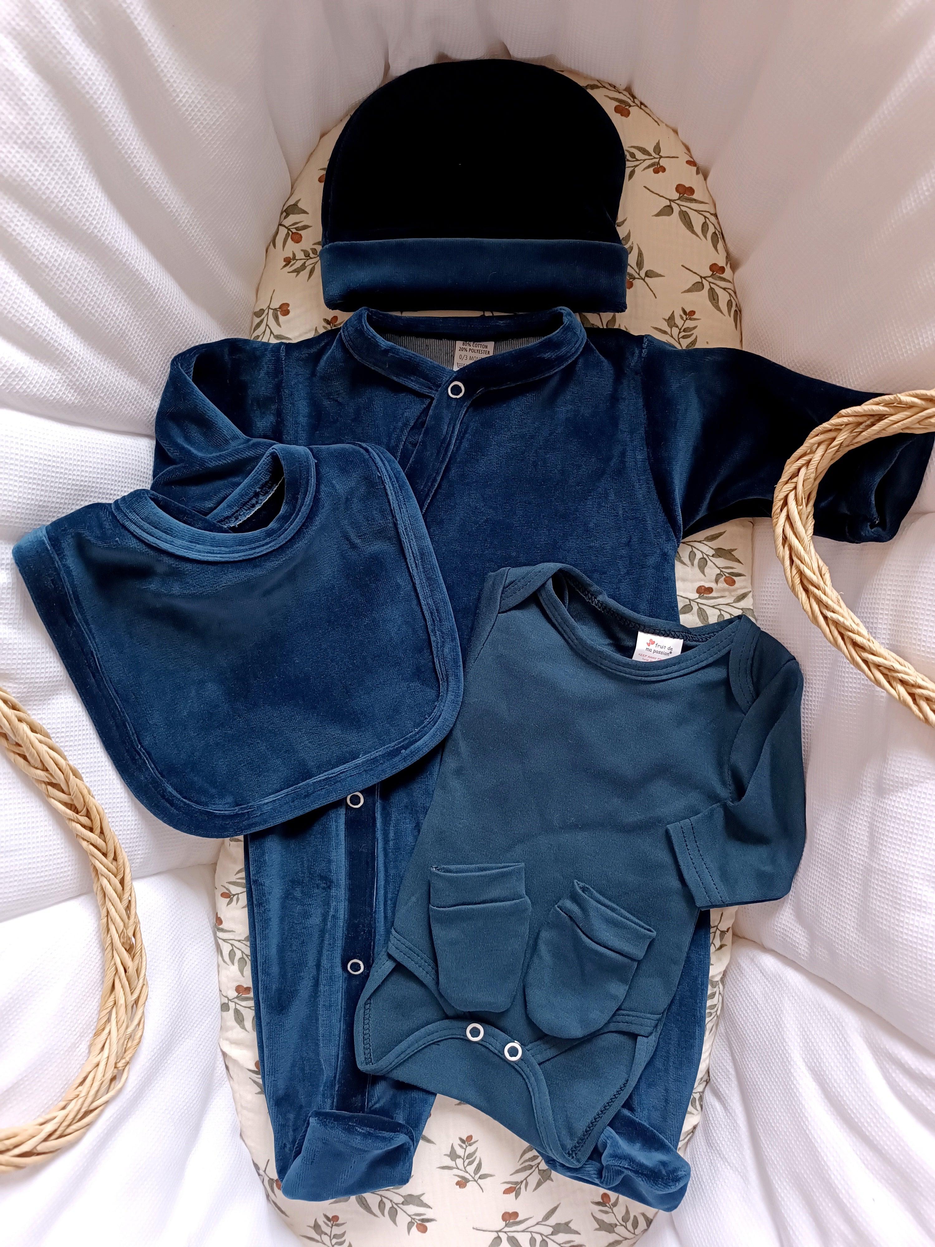 Dors bien velours bleu marine, 5 pièces
