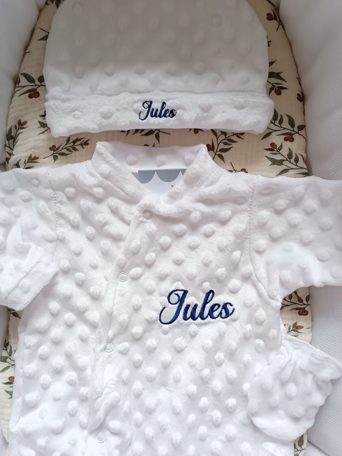 Ensemble naissance pyjama minky blanc mixte 0/3 mois