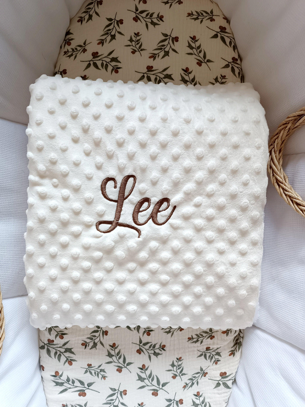 Couverture en minky crème - personnalisable -