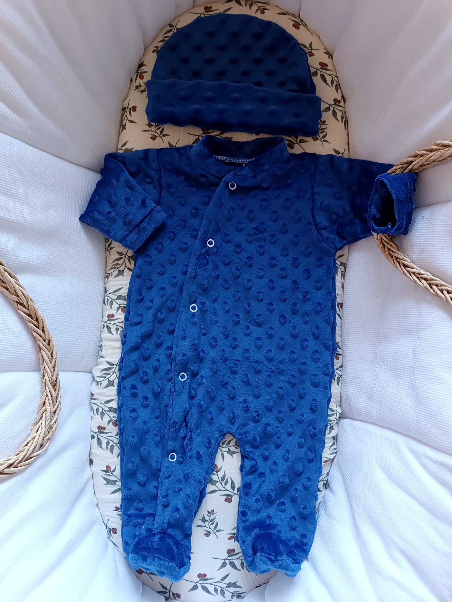 Ensemble pyjama minky naissance 0/3 mois - 5 pièces bleu marine