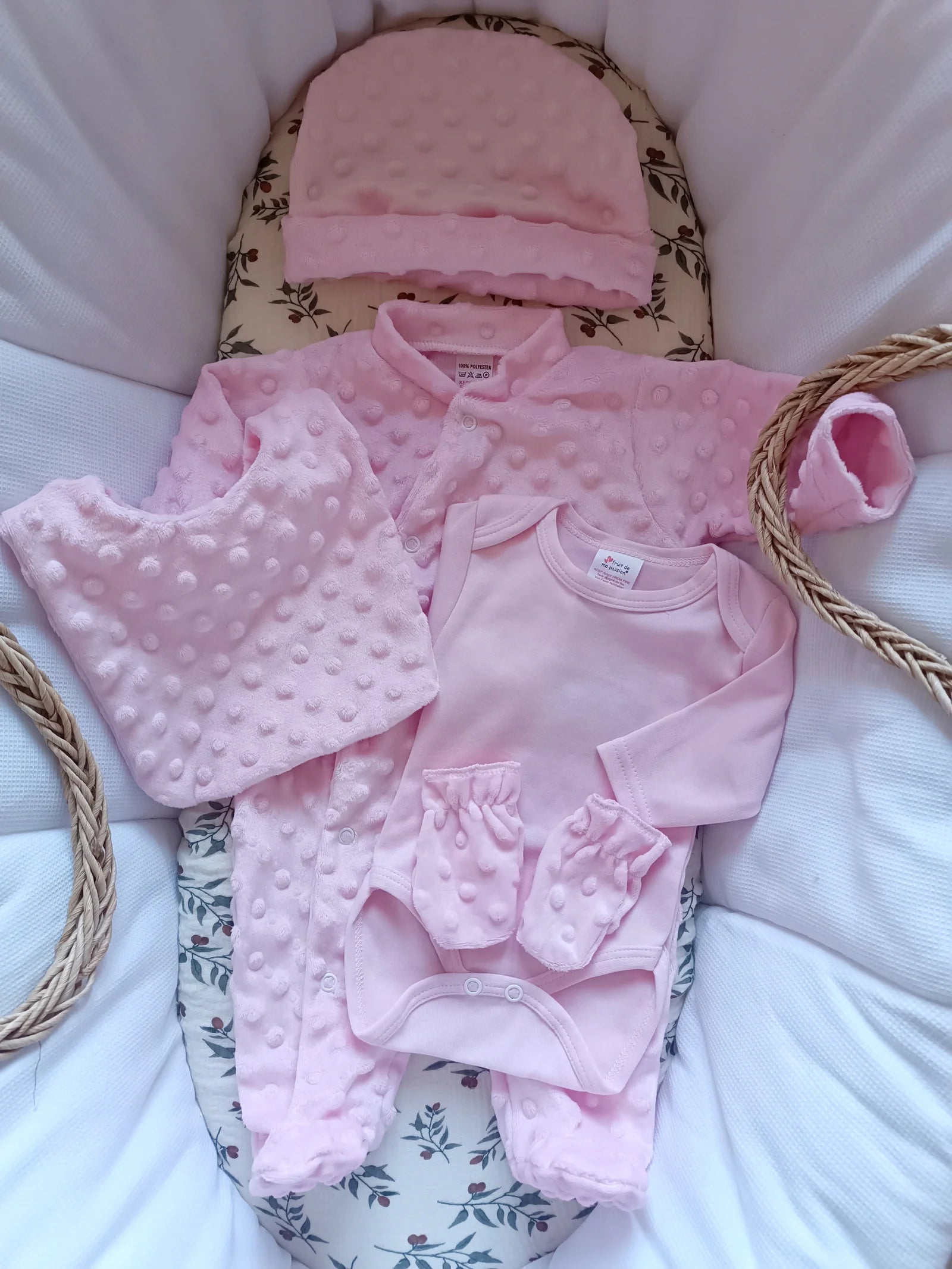 Pyjama naissance personnalisé minky – ensemble 5 pièces bébé