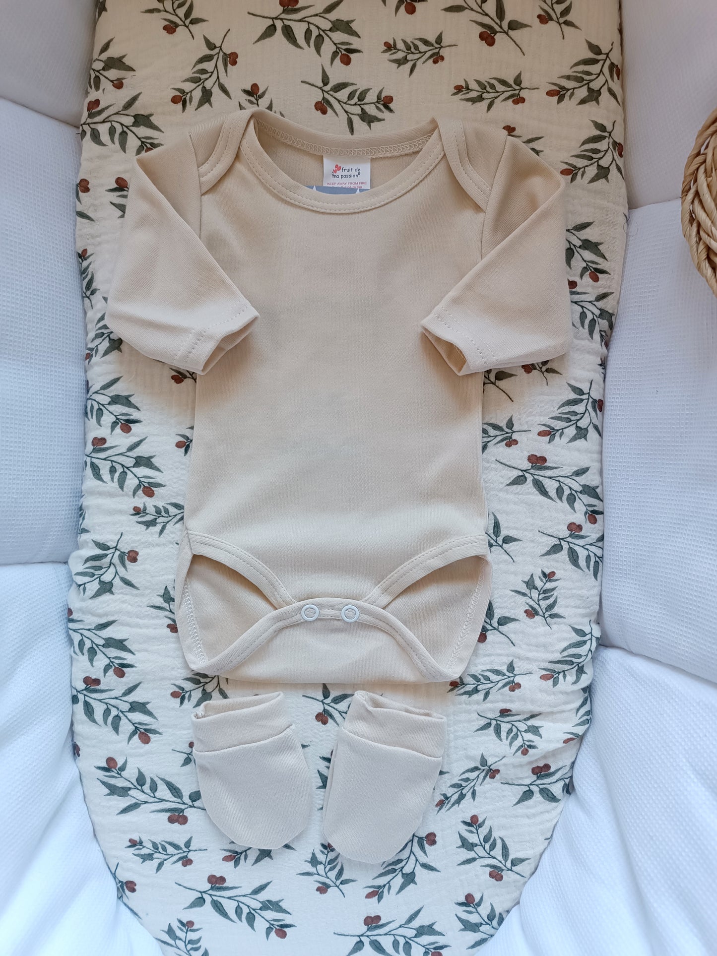 Ensemble pyjama velours naissance 0/3 mois 100% coton 5 pièces beige